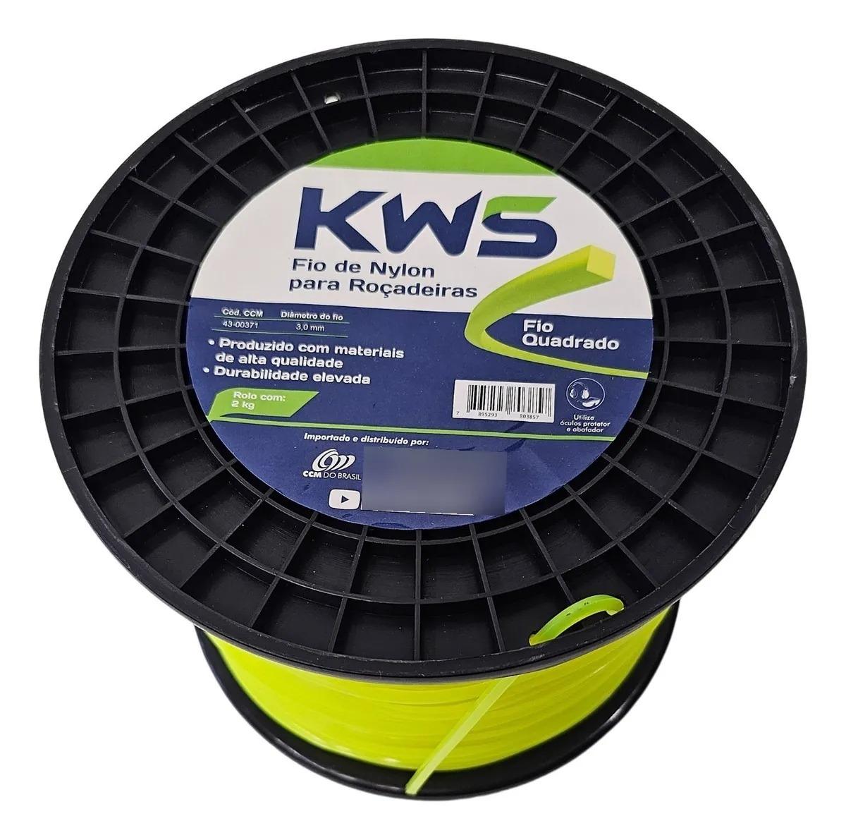 Fio de Nylon 3mm FIO NYLON QUADRADO 3,0MM VERDE ROLO 2KG - Imagem 1